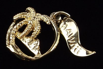 New Vintage Gold Over Sterling Silver Hawaii Pendant Charm