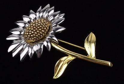 Mint Vintage Sunflower Brooch