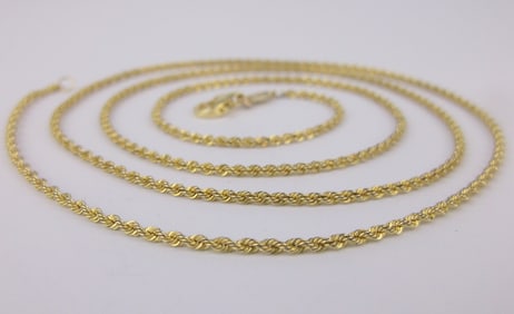 Mint Vintage 10kt Gold Over Sterling Rope Chain Necklace 24"