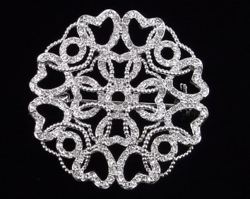 New Vintage Sterling Silver Crystal Hear Brooch Pendant