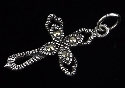 Mint Vintage Sterling Silver Marcasite Cross Pendant