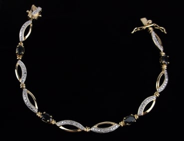 Mint Vint Gold Over Sterling Spinel Diamond Tennis Bracelet 7.5"