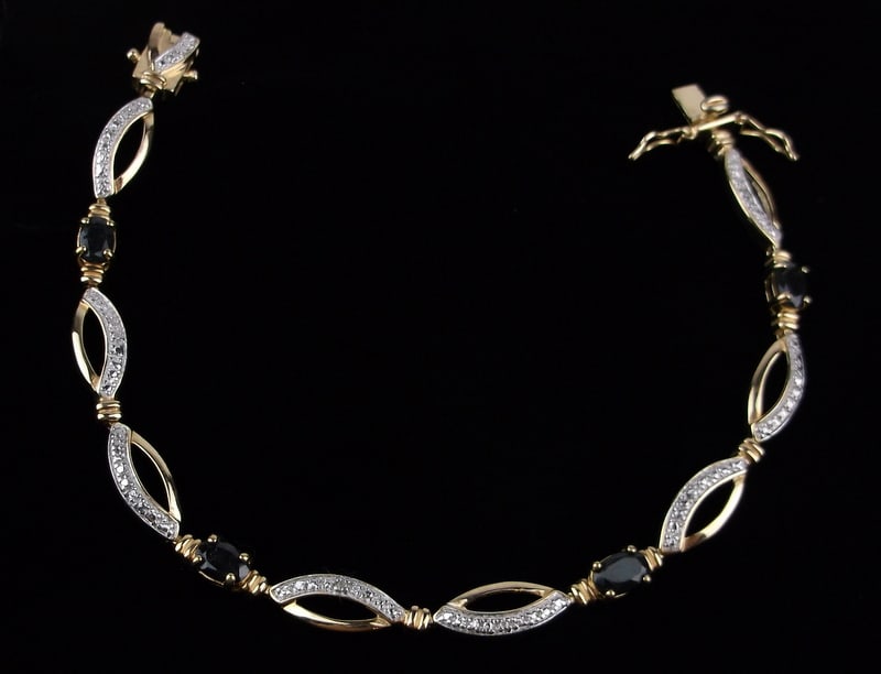 Mint Vint Gold Over Sterling Spinel Diamond Tennis Bracelet 7.5": Guaranteed Solid 925 Sterling Silver, in Excellent Condition