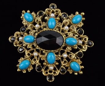 Mint Vintage 1960s Designer Rhinestone Brooch