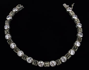 Mint Vintage Thick Sterling Silver Tennis Bracelet 7.75"