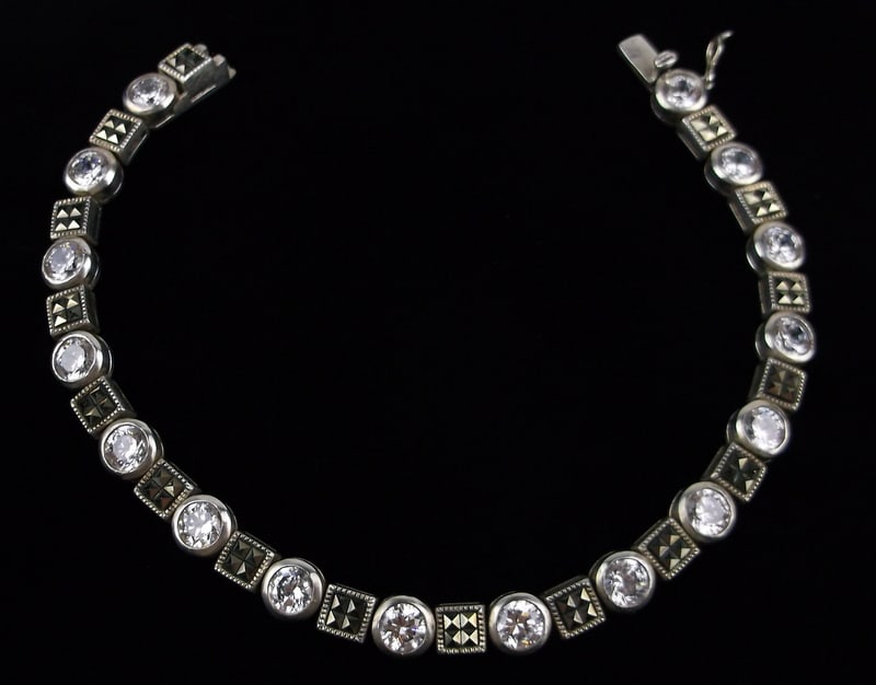 Mint Vintage Thick Sterling Silver Tennis Bracelet 7.75" (1 of 3)