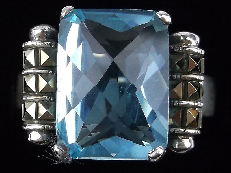 Big Mint Vint Sterling Silver Blue Stone Cocktail Ring 12 (1 of 4)