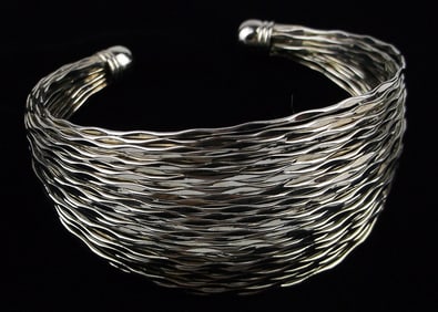Stunning Vintage Sterling Silver Cuff Bracelet 7-8"