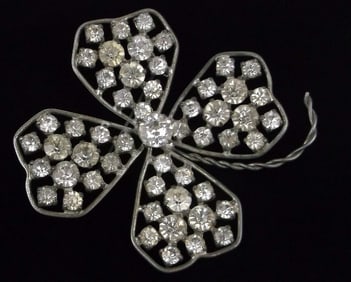 Stunning Big 1920s Art Deco Sterling Silver Shamrock Brooch Vint