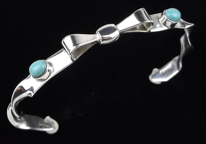 Mint Navajo James Lee Sterling Silver Turquoise Cuff Bracelet 7.5"