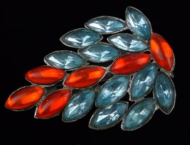 Mint Big Vint 1920s Art Deco Rhinestone Fur Clip Brooch