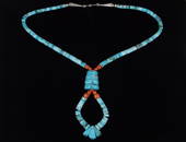 HUGE Mint Navajo Sterling Silver Turquoise Coral Necklace 26"