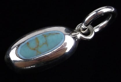 Mint Vintage Taxco Sterling Silver Turquoise Pendant