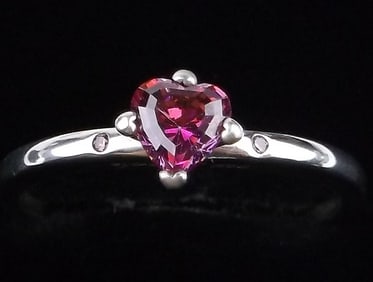 Mint Pandora Sterling Silver Pink Tourmaline Heart Ring 7.5