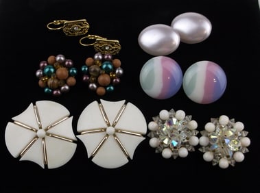 6 Stunning Vintage Earrings Sets Lot W Germany Crystal More
