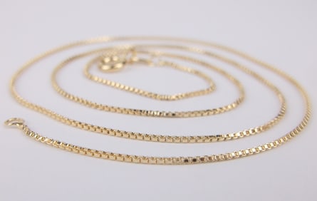 New Italian Gold Over Sterling Silver Box Chain Necklace 18"
