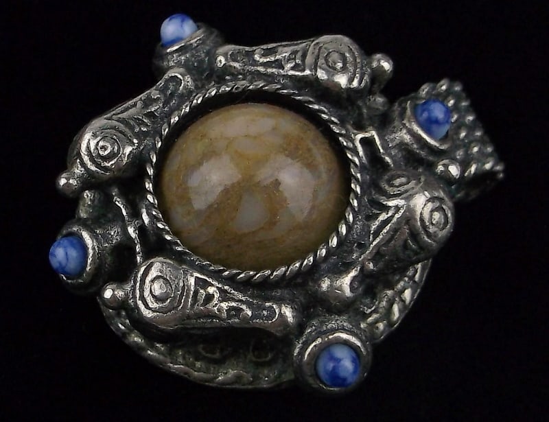 Mint Vintage 1960s Agate Mayan Pendant: Mint Condition, In Like New Condition, Perfect