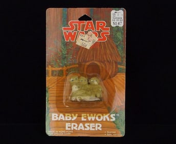 New On Card Vintage 1983 Star Wars Baby Ewoks Eraser Big