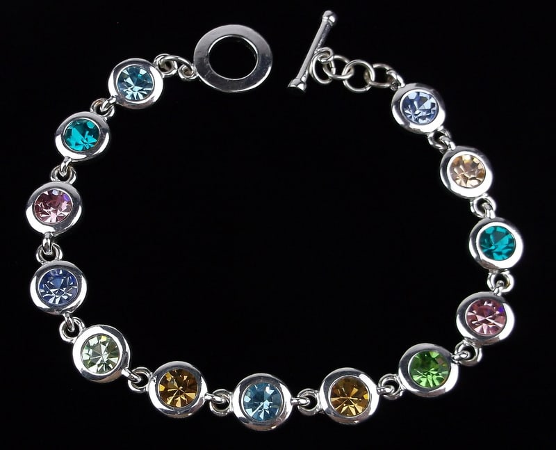 New Vintage Multi Color Crystal Bracelet 9 Inch Length: new condition