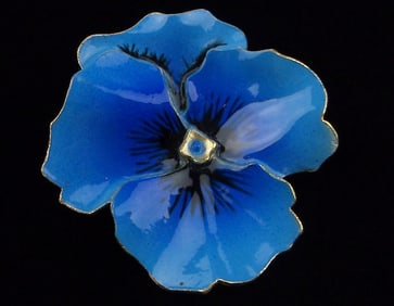 Mint Vintage 1960s Enameled Rhinestone Flower Brooch