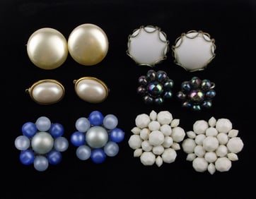 6 Gorgeous Vint 1960s-70s Earrings Sets Lot