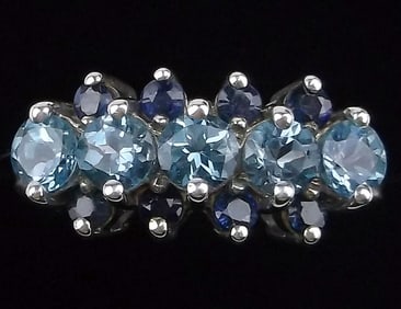 Mint Vint Sterling Silver 1.8 ct Aquamarine Sapphire Ring 7