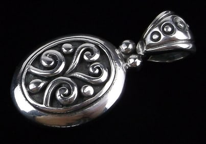 Mint Vintage Thick Sterling Silver Ornate Pendant