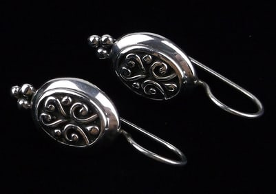 Mint Vintage Sterling Silver Ornate Matching Earrings