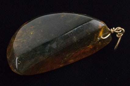Mint Big Vint 12kt GF 1960s Genuine Healing Amber Pendant