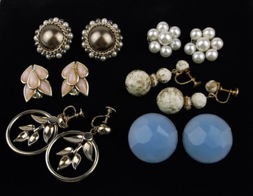 6 Gorgeous Vint 1950s-60s Earrings Sets Lot Germany More