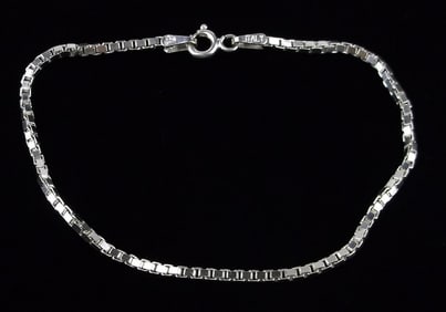 Mint Vintage Italian Sterling Silver Box Chain Bracelet 7"