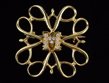 Mint Vintage Avon Gold Over Sterling Silver Initial M Brooch