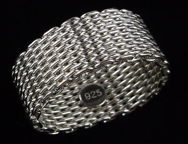 Mint Vintage Sterling Silver Mesh Ring 7