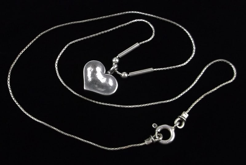 Stunning Vintage Diane Sterling Silver Heart Chain Necklace 18" (1 of 2)