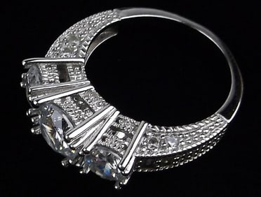 Stunning Vintage Sterling Silver Engagement Ring 6