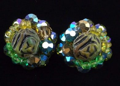 Mint Vintage 1950s Crystal Rhinestone Earrings