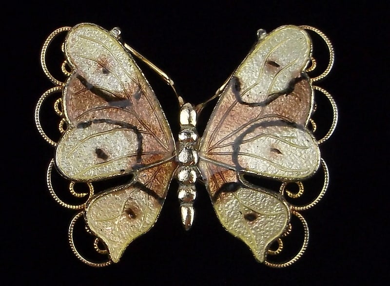 Mint Vintage 1960s Enameled Butterfly Brooch (1 of 2)
