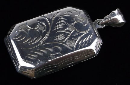 Mint Big Vintage Sterling Silver Locket Pendant Ornate