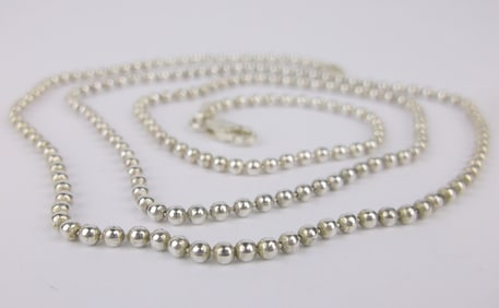 Mint Vintage Italian Sterling Silver Ball Chain Necklace 24"