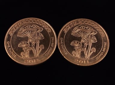 2 2011 Bonnaroo 1 oz .999 Fine Copper Coins Rounds