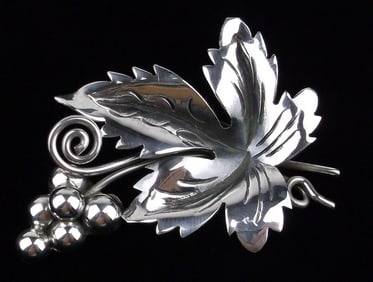 Mint Vintage 1960s Taxco Sterling Silver Grapevine Brooch