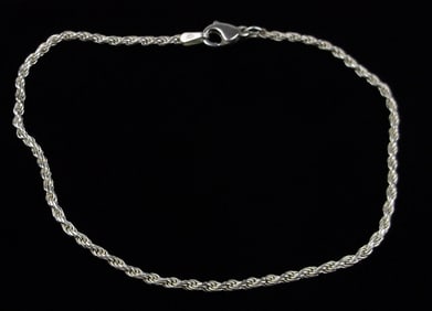 Mint Vintage Italian Sterling Silver Rope Chain Bracelet 8.5"