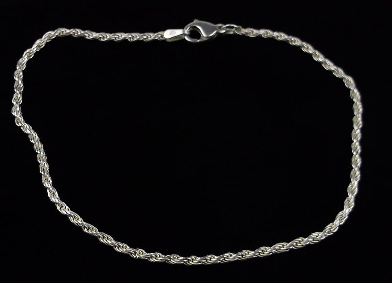 Mint Vintage Italian Sterling Silver Rope Chain Bracelet 8.5": Guaranteed Solid 925 Sterling Silver, in Excellent Condition