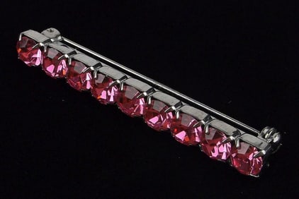 Mint Vintage Pink Rhinestone Long Brooch