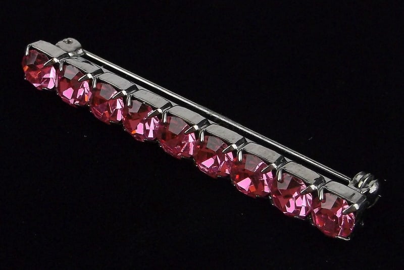 Mint Vintage Pink Rhinestone Long Brooch (1 of 2)