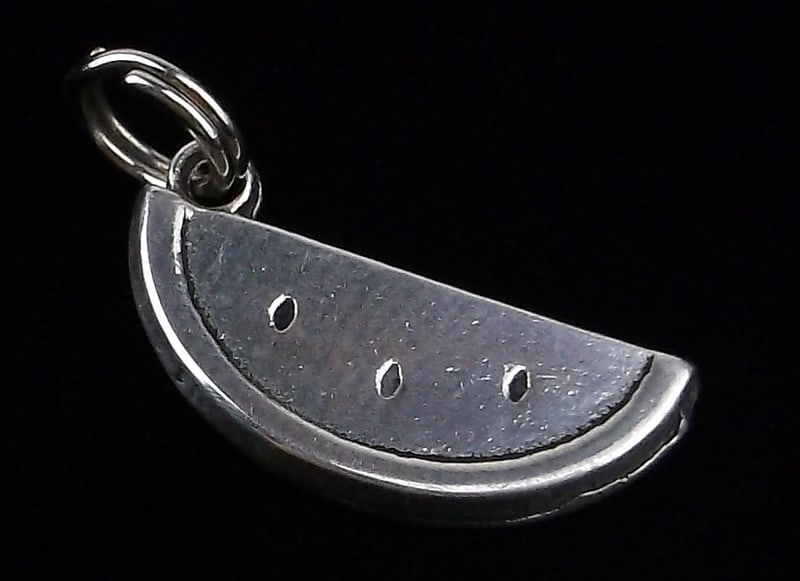 Mint Vintage Sterling Silver Peace Watermelon Charm Pendant: Guaranteed Solid 925 Sterling Silver, in Excellent Condition