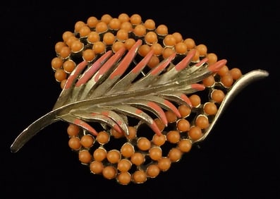 Stunning Vintage 1960s Enameled Brooch