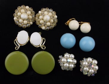 6 Gorgeous Vintage 1950s-60s Earrings Sets Lot