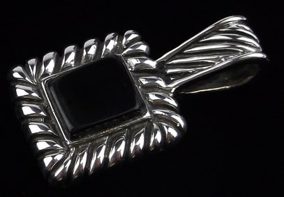 Mint Vintage Thick Sterling Silver Onyx Pendant