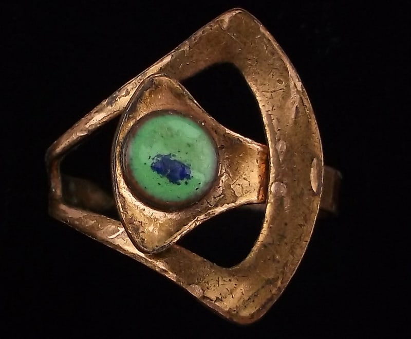 Stunning Vintage 1960s Copper Snake Eye Ring 7-9 Adjustable (1 of 2)